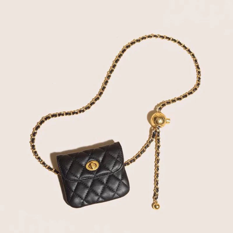 Women's Luxury Metal Belt Chain Mini Bag with Waist Strap