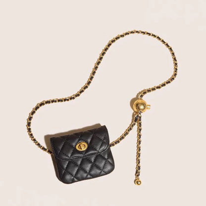 Women's Luxury Metal Belt Chain Mini Bag with Waist Strap