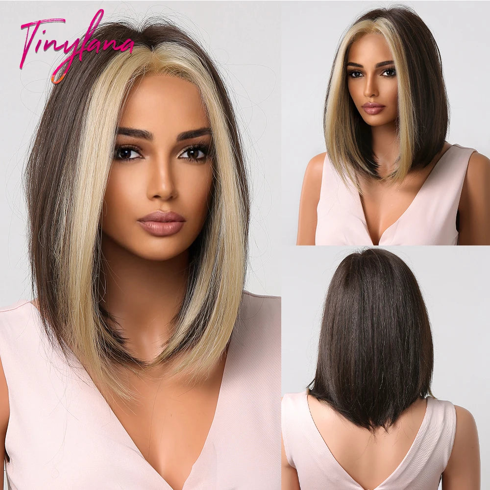 Stylish Short Blonde and Gray Bob Wig for Women