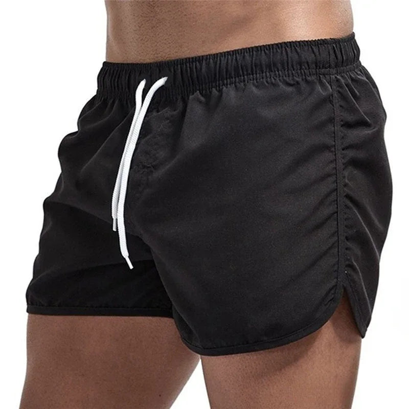 Men's black quick-drying swimming trunks in vibrant colors for beach and surfing