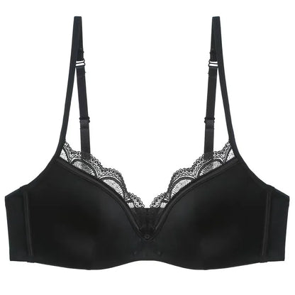 Black push-up bra only — wire-free thin mould cup lace detail women's lingerie UK