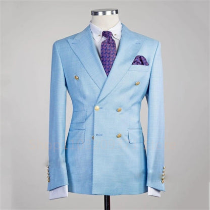 2024 Men's slim-fit double-breasted solid color blazer for casual and formal wear