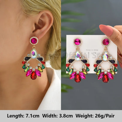 Colorful Series Shiny Rhinestone Big Stud Earrings, luxury round fashion jewelry, 2025 trend, women, party accessories, gift. 
Shiny rhinestone studs, colorful earrings, luxury jewelry, 2025 trend, women's accessories, party earrings, fashion jewelry, gift, ftf fashion, mode ftf, FTF Market UK