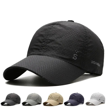 Black baseball cap with visible brand logo on a white background