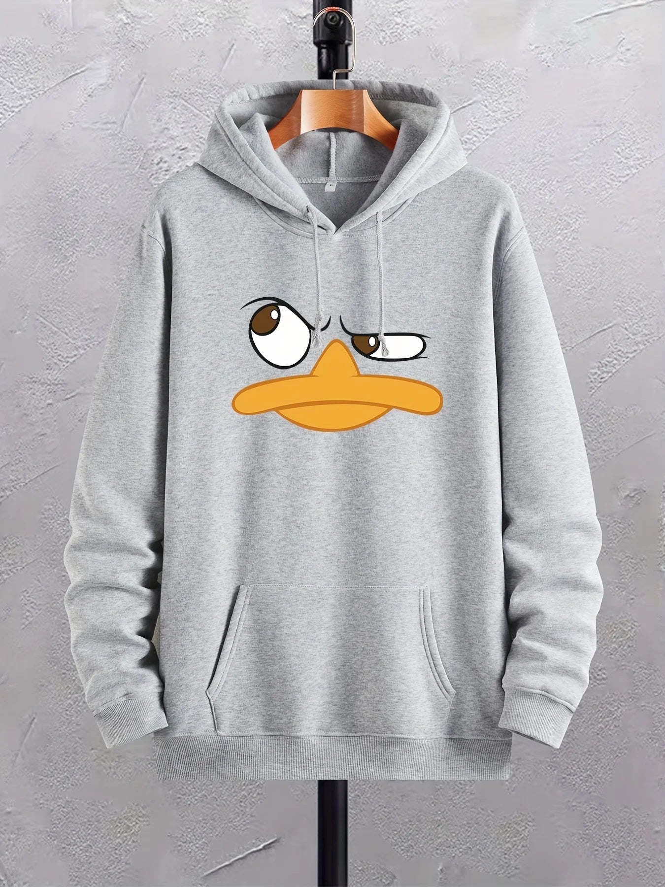 Cartoon Duck Print Hoodie, men's graphic hoodie with kangaroo pocket, comfy loose trendy drawstring hooded pullover. Cartoon Duck Print Hoodie, men's graphic hoodie, kangaroo pocket, loose pullover, trendy hooded sweatshirt, casual wear, spring fashion, autumn fashion, winter fashion, ftf fashion, mode ftf