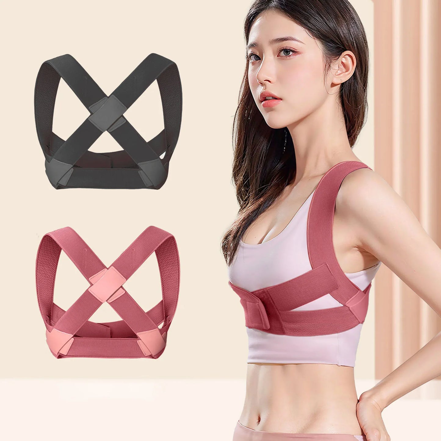 Back posture corrector, fully adjustable, upper spine support, back brace.