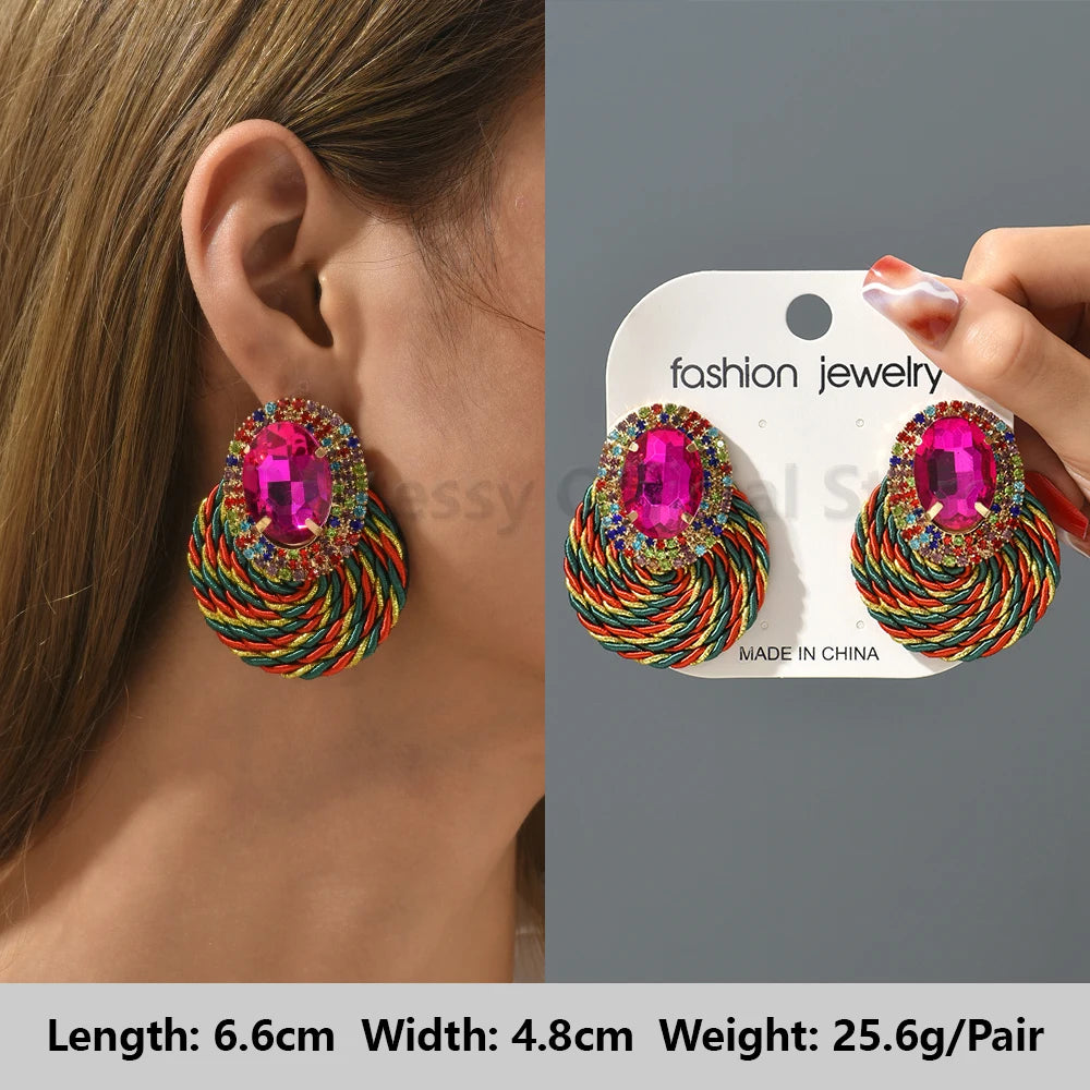 Colorful Series Shiny Rhinestone Big Stud Earrings, luxury round fashion jewelry, 2025 trend, women, party accessories, gift. 
Shiny rhinestone studs, colorful earrings, luxury jewelry, 2025 trend, women's accessories, party earrings, fashion jewelry, gift, ftf fashion, mode ftf, FTF Market UK