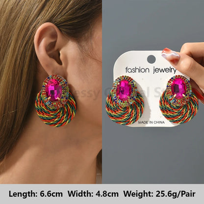 Colorful Series Shiny Rhinestone Big Stud Earrings, luxury round fashion jewelry, 2025 trend, women, party accessories, gift. 
Shiny rhinestone studs, colorful earrings, luxury jewelry, 2025 trend, women's accessories, party earrings, fashion jewelry, gift, ftf fashion, mode ftf, FTF Market UK