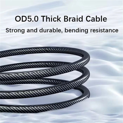 Braided 120W USB-C to USB-C fast charging cable with live LED digital power display