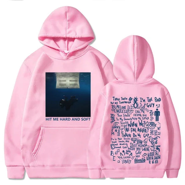 2024 Hit Me Hard and Soft Tour Hoodie, Billie Eilish-inspired pullover, men's hoodie, casual wear, music fan gift, comfortable fit, trendy design.