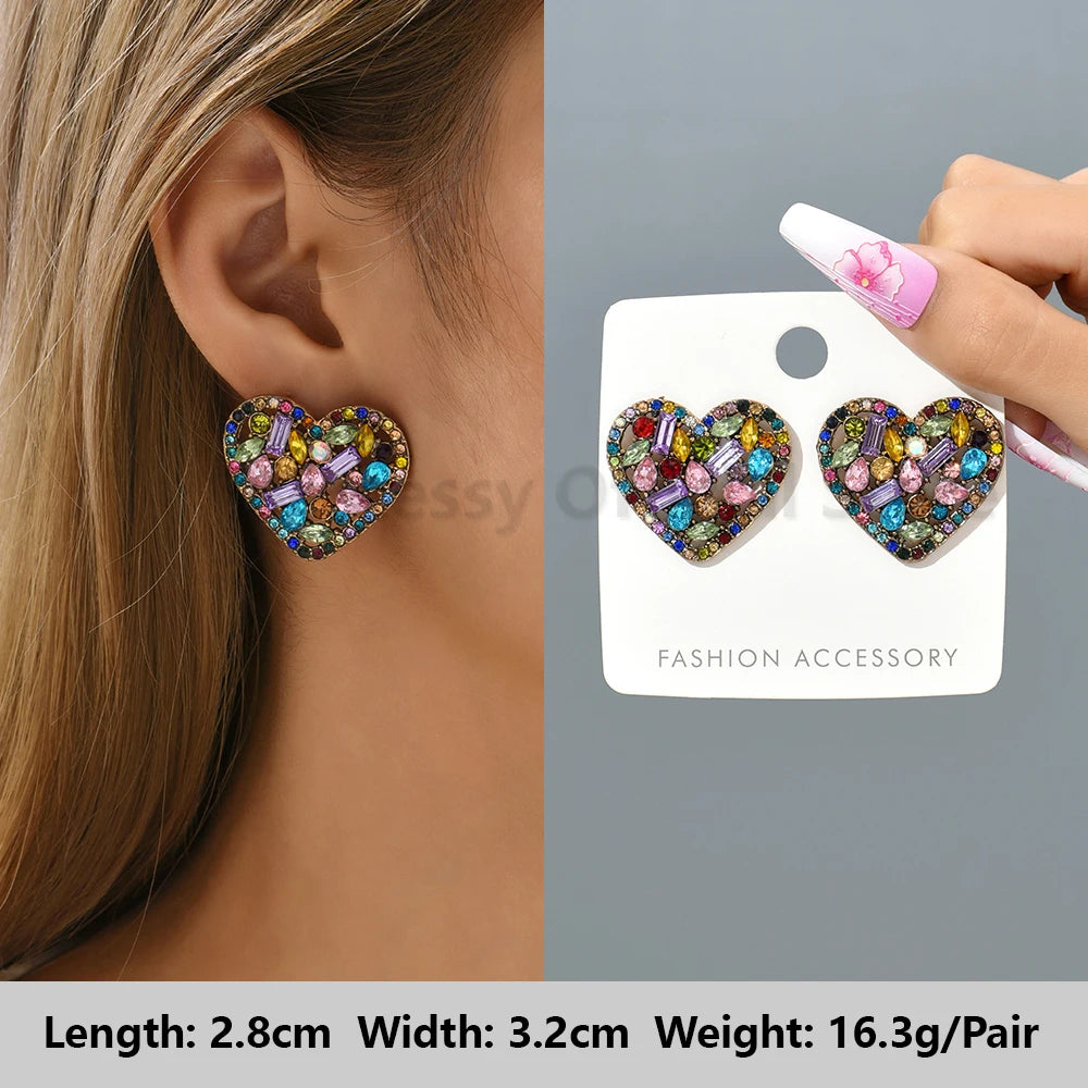 Colorful Series Shiny Rhinestone Big Stud Earrings, luxury round fashion jewelry, 2025 trend, women, party accessories, gift. 
Shiny rhinestone studs, colorful earrings, luxury jewelry, 2025 trend, women's accessories, party earrings, fashion jewelry, gift, ftf fashion, mode ftf, FTF Market UK