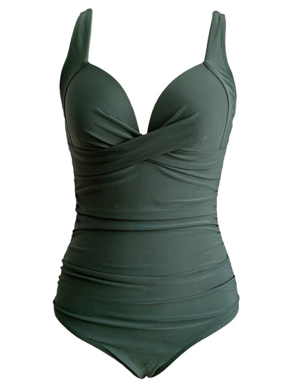 Green swimsuit on a white background