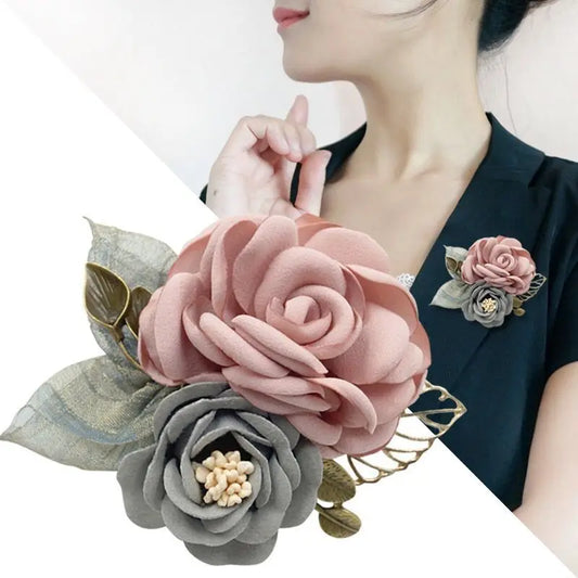 Elegant Luxury Rose Brooch - Fabric Flower Corsage for Women