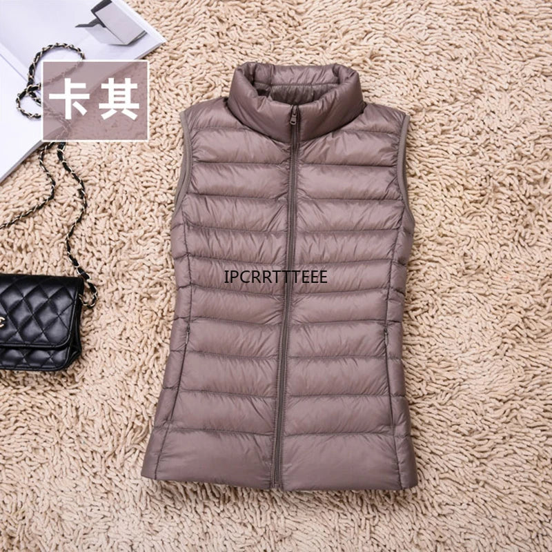 2023 New Women Sleeveless Slim Ultra Light Down Jacket, portable, lightweight vest, windproof, warm waistcoat, women's gift, ftf fashion, Ultra Light Down Jacket, sleeveless women's jacket, slim fit jacket, portable lightweight vest, windproof warm waistcoat, women's fashion, autumn winter wear, lightweight women's vest, cozy winter jacket, fashionable winter vest, women's outerwear, ftf fashion