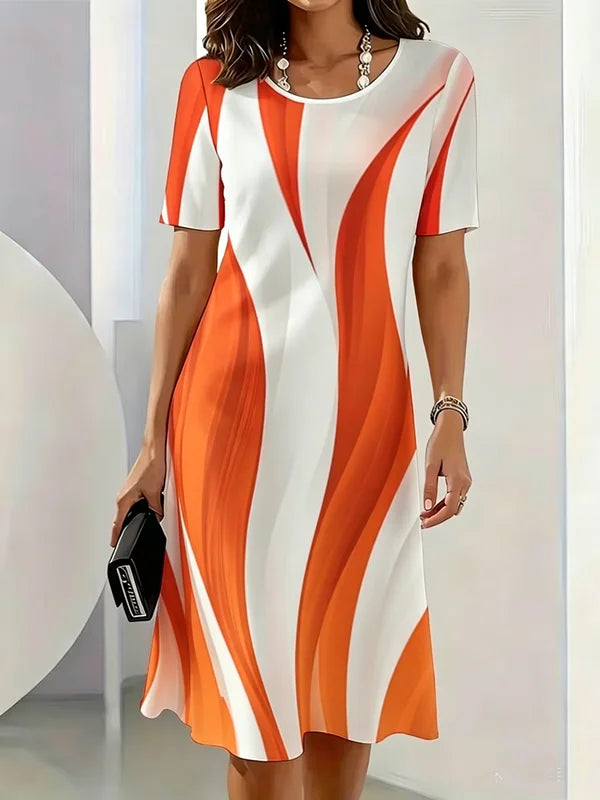 Women casual A-line mini dress gradient stripe pattern – colour 2