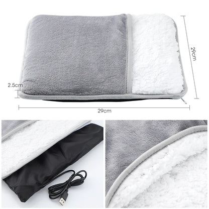 Electric foot heating pad, USB charging, soft plush, washable, comfort and warmth, improves sleep, ftf fashion.