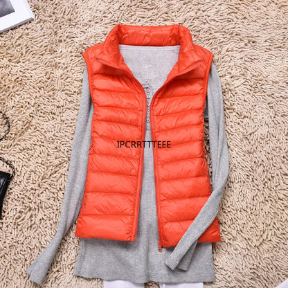 2023 New Women Sleeveless Slim Ultra Light Down Jacket, portable, lightweight vest, windproof, warm waistcoat, women's gift, ftf fashion, Ultra Light Down Jacket, sleeveless women's jacket, slim fit jacket, portable lightweight vest, windproof warm waistcoat, women's fashion, autumn winter wear, lightweight women's vest, cozy winter jacket, fashionable winter vest, women's outerwear, ftf fashion