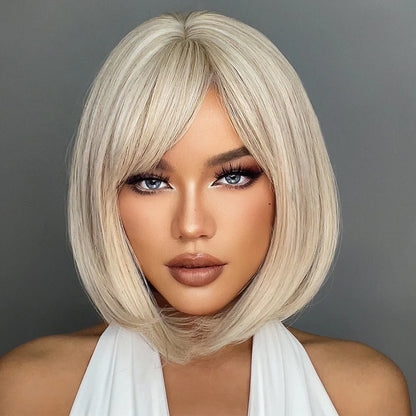 Stylish Short Blonde and Gray Bob Wig for Women