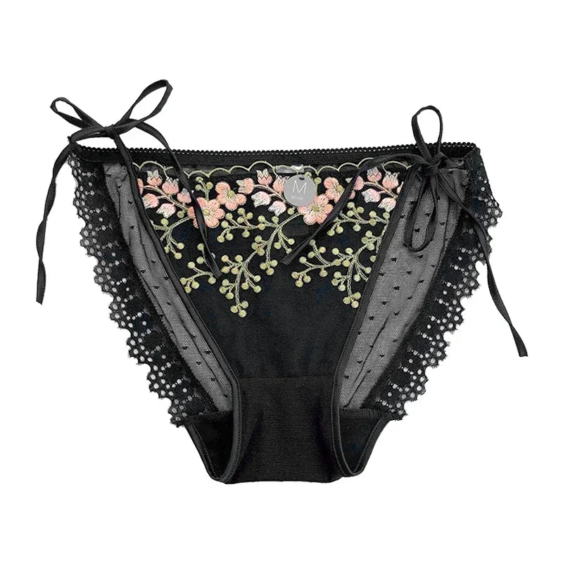 Black vintage lace panties seamless uk-ftf