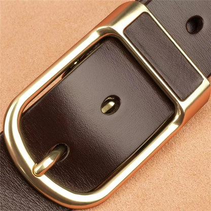 PU leather belt unisex gold brown casual buckle UK — FTF Market