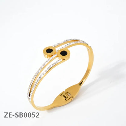 Diana Baby Black Roman Numerals Zircon Gold Plated Stainless Steel Bracelet - Elegant Wear Jewelry for Women at Ftfmket.com in the UK