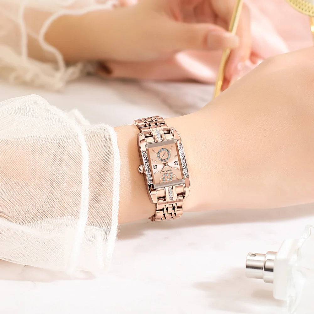 Women's Elegant Rhinestone Quartz Wristwatch - Fashionable Timepiece