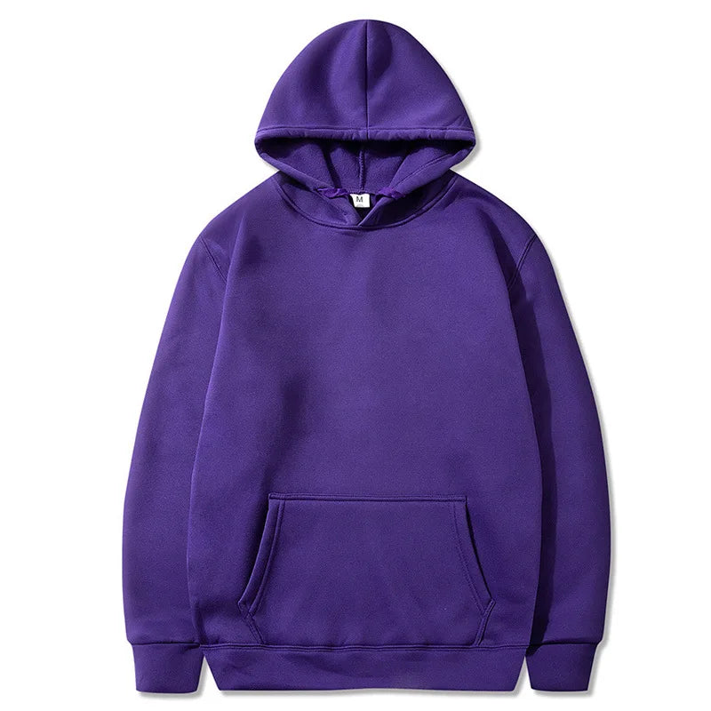 Purple polyester solid color hoodie