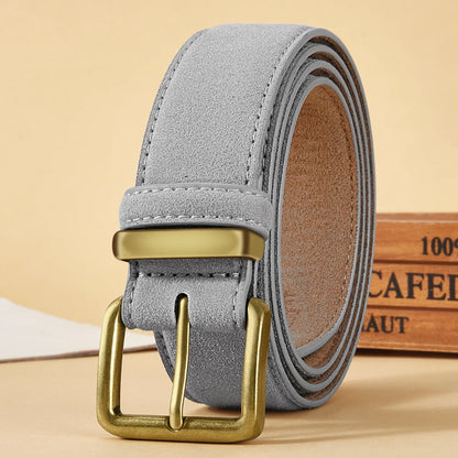 Luxury suede leather belt women UK gay gold buckle vintage — FTF Market
