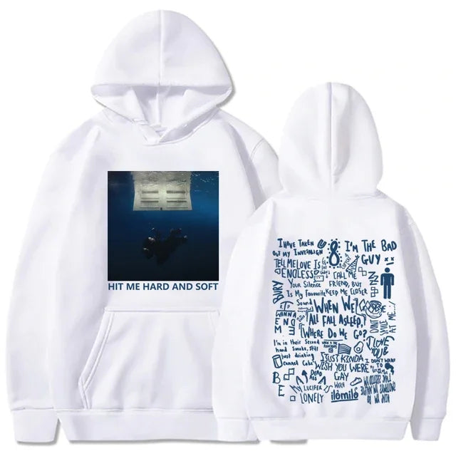 2024 Hit Me Hard and Soft Tour Hoodie, Billie Eilish-inspired pullover, men's hoodie, casual wear, music fan gift, comfortable fit, trendy design.