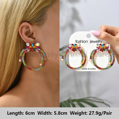 Colorful Series Shiny Rhinestone Big Stud Earrings, luxury round fashion jewelry, 2025 trend, women, party accessories, gift. 
Shiny rhinestone studs, colorful earrings, luxury jewelry, 2025 trend, women's accessories, party earrings, fashion jewelry, gift, ftf fashion, mode ftf, FTF Market UK