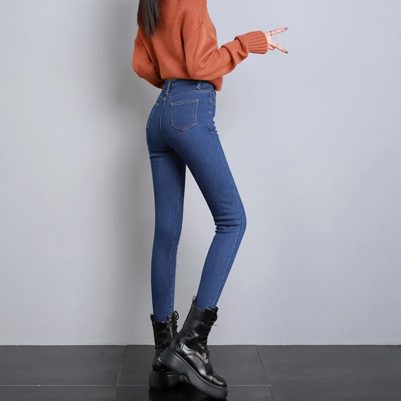 Women's Fleece-Lined Skinny Jeans - Ideal for Winter Activities