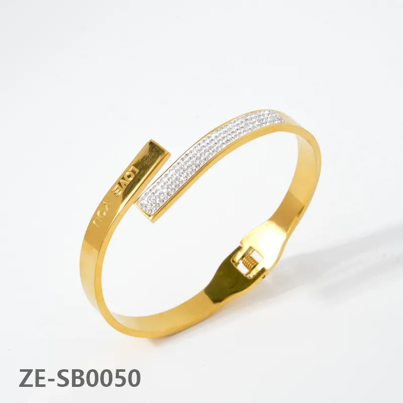 Diana Baby Black Roman Numerals Zircon Gold Plated Stainless Steel Bracelet - Elegant Wear Jewelry for Women at Ftfmket.com in the UK