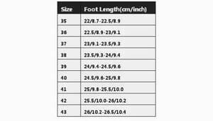 Size Chart women's orthotic cushion flip flops with arch support for foot pain relief – thong sandals FTF Market UK