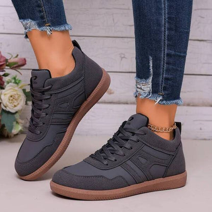 Women's Gray soft sole sneakers lace-up comfortable walking trainers FTF Market UK