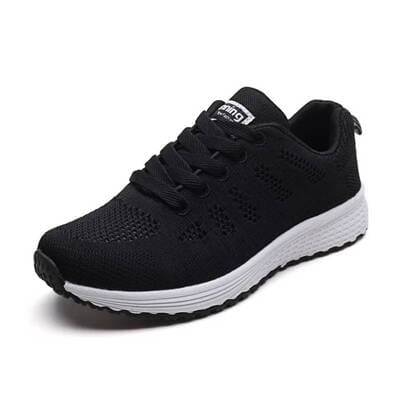 Women's breathable mesh sneakers neon black laces lightweight gym casual FTF Market UK