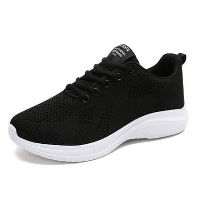 Black women's breathable mesh running trainers stretch fabric minimalist sneakers FTF Market UK