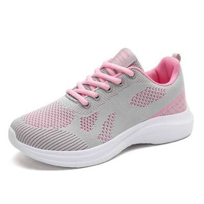 Gray women's breathable mesh running trainers stretch fabric minimalist sneakers FTF Market UK
