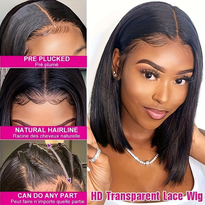 Brazilian Straight 13x4 Bob Wig, HD Transparent Lace Front, Remy Hair, Short Bob, Preplucked with Baby Hair. Breathable, comfortable, stylish. Embrace ftf fashion and mode ftf.