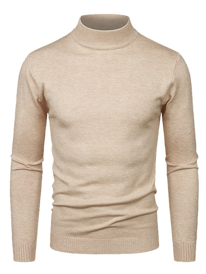 Men's High-Neck Knit Sweater - Autumn/Winter 2023 Collection, Soft Brown Cable Knit Pullover with Ribbed Cuffs, Non-Transparent, Stretch Fabric, Machine Washable. Men's High-Neck Knit Sweater, Autumn/Winter Collection, Soft Brown Cable Knit, Ribbed Cuffs, Stretch Fabric, Non-Transparent, Machine Washable, Pullover, FTF Market UK, ftf fashion