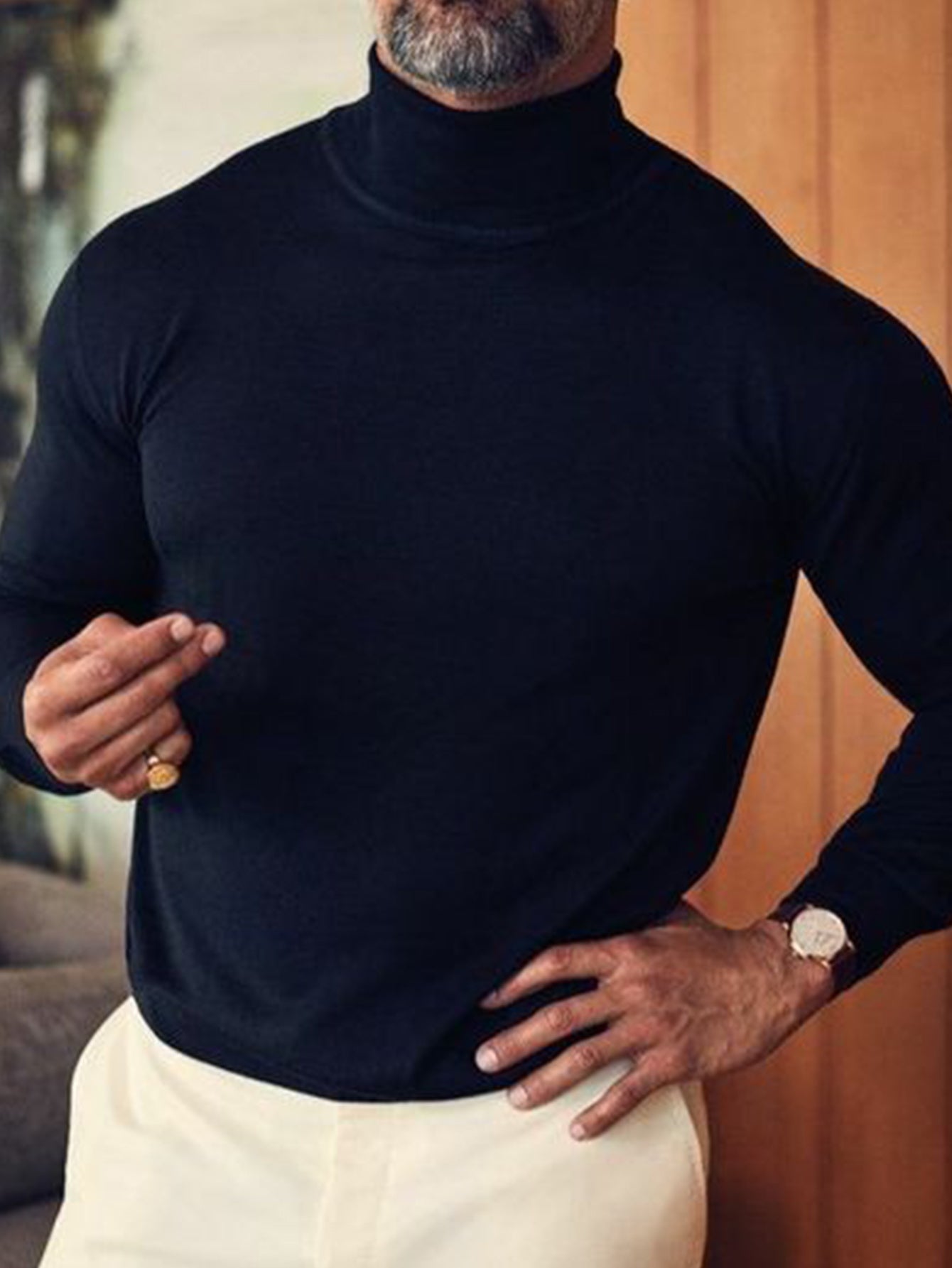 Discover the ftf fashion Men's Casual Solid Color Turtleneck Sweater. Long sleeve, knit pullover, perfect for fall and winter. Available at FTF Market. Solid Color Turtleneck, Men's Turtleneck Sweater, Long Sleeve Knit Pullover, Fall Winter Sweater, Casual Sweater, Semi-Formal Sweater, Men's Fashion, FTF Market UK, ftf fashion