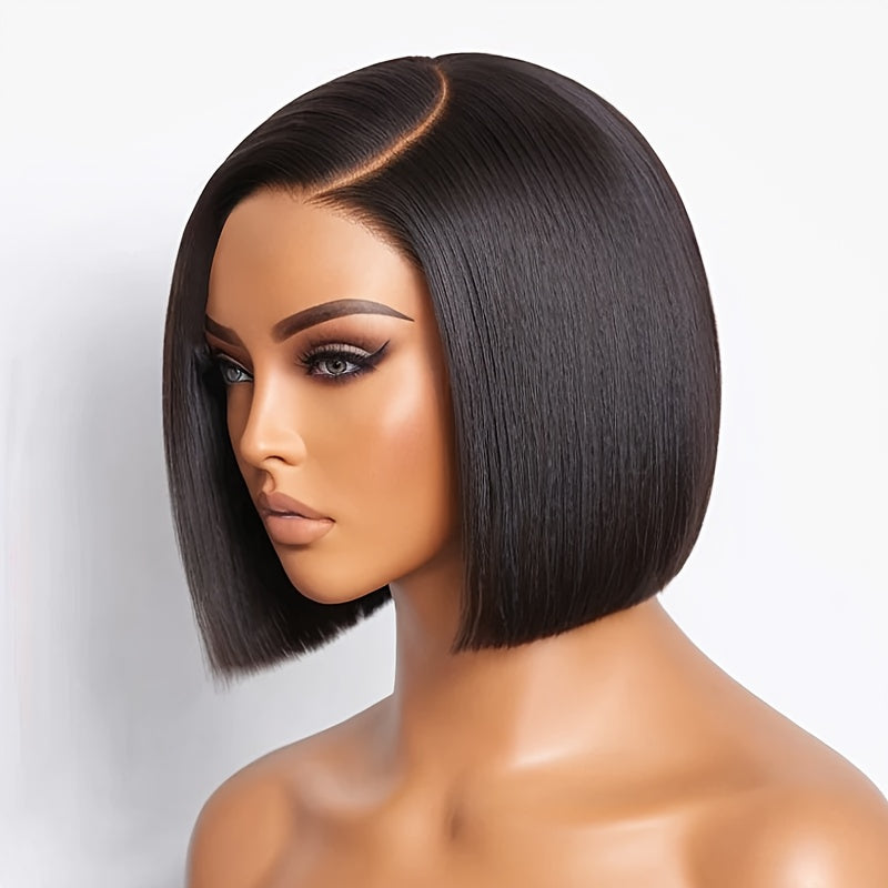 Chic Short Straight Bob Wig with HD Transparent Lace Front, 13x4 Human Hair, Side Parted, 150% Density. Natural color, breathable, comfortable. Embrace ftf fashion and mode ftf. Chic Bob Wig 13x4 HD – Sleek bob cut with HD lace, high-quality materials, perfect for any occasion. Available on FTFmarket.net, fast delivery in the UK. Stay fashionable with FTF Fashion.