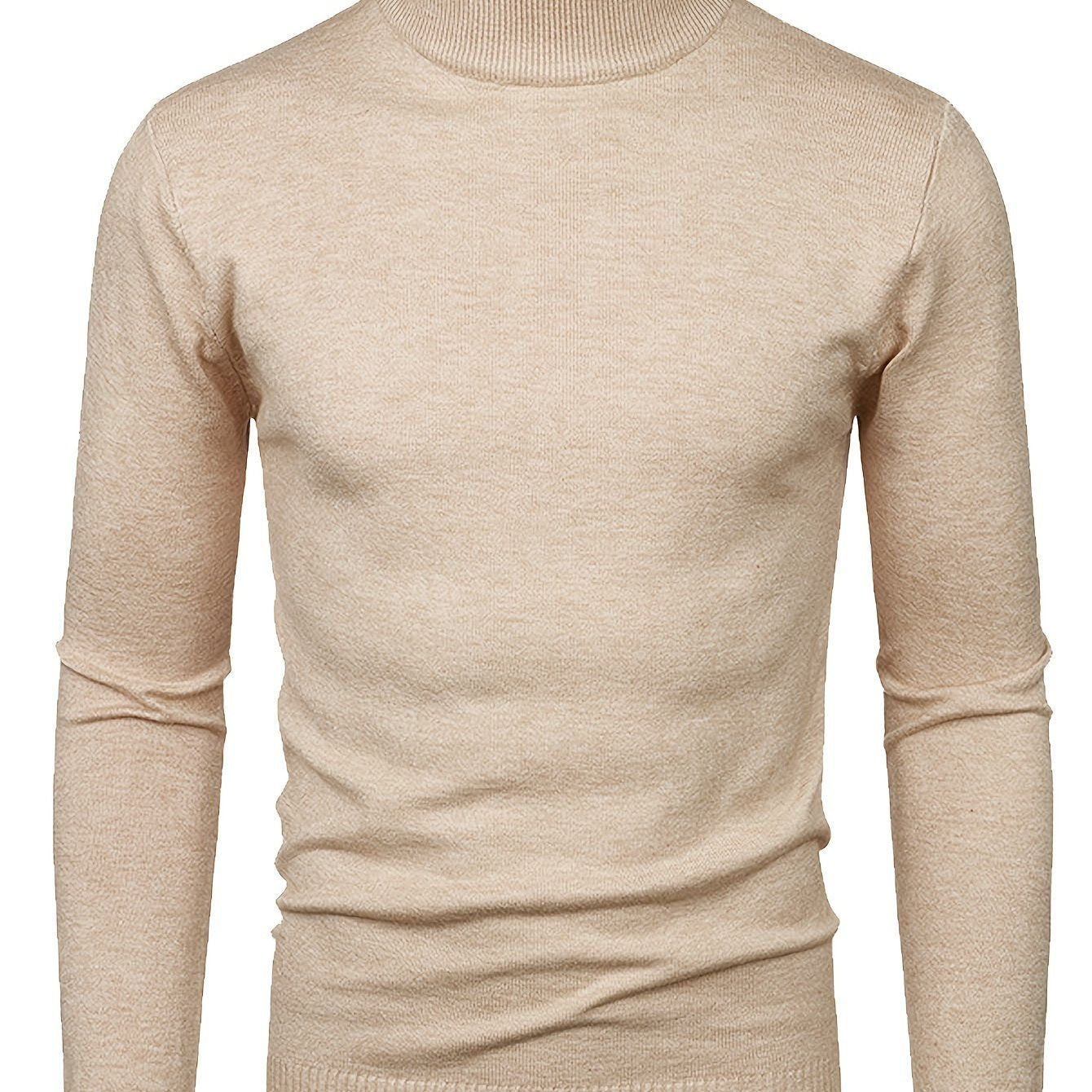 Men's High-Neck Knit Sweater - Autumn/Winter 2023 Collection, Soft Brown Cable Knit Pullover with Ribbed Cuffs, Non-Transparent, Stretch Fabric, Machine Washable. Men's High-Neck Knit Sweater, Autumn/Winter Collection, Soft Brown Cable Knit, Ribbed Cuffs, Stretch Fabric, Non-Transparent, Machine Washable, Pullover, FTF Market UK, ftf fashion