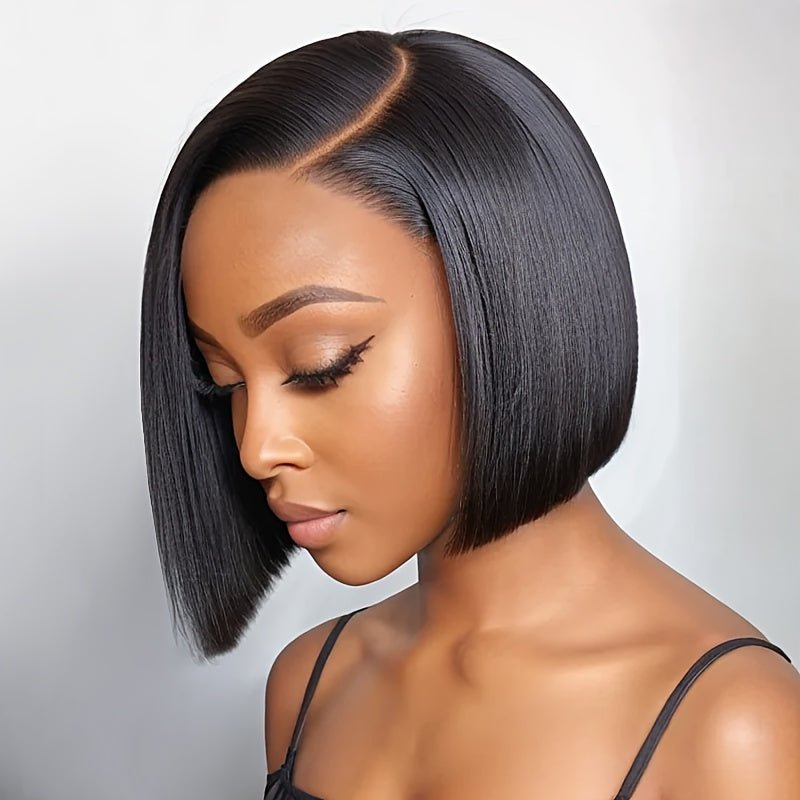 Chic Short Straight Bob Wig with HD Transparent Lace Front, 13x4 Human Hair, Side Parted, 150% Density. Natural color, breathable, comfortable. Embrace ftf fashion and mode ftf. Chic Bob Wig 13x4 HD – Sleek bob cut with HD lace, high-quality materials, perfect for any occasion. Available on FTFmarket.net, fast delivery in the UK. Stay fashionable with FTF Fashion.