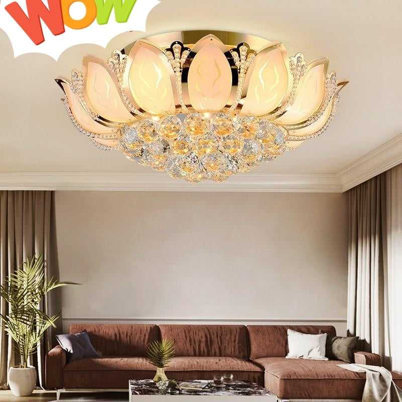 Annie Flower gold ceiling light with glass shade for living room and bedroom