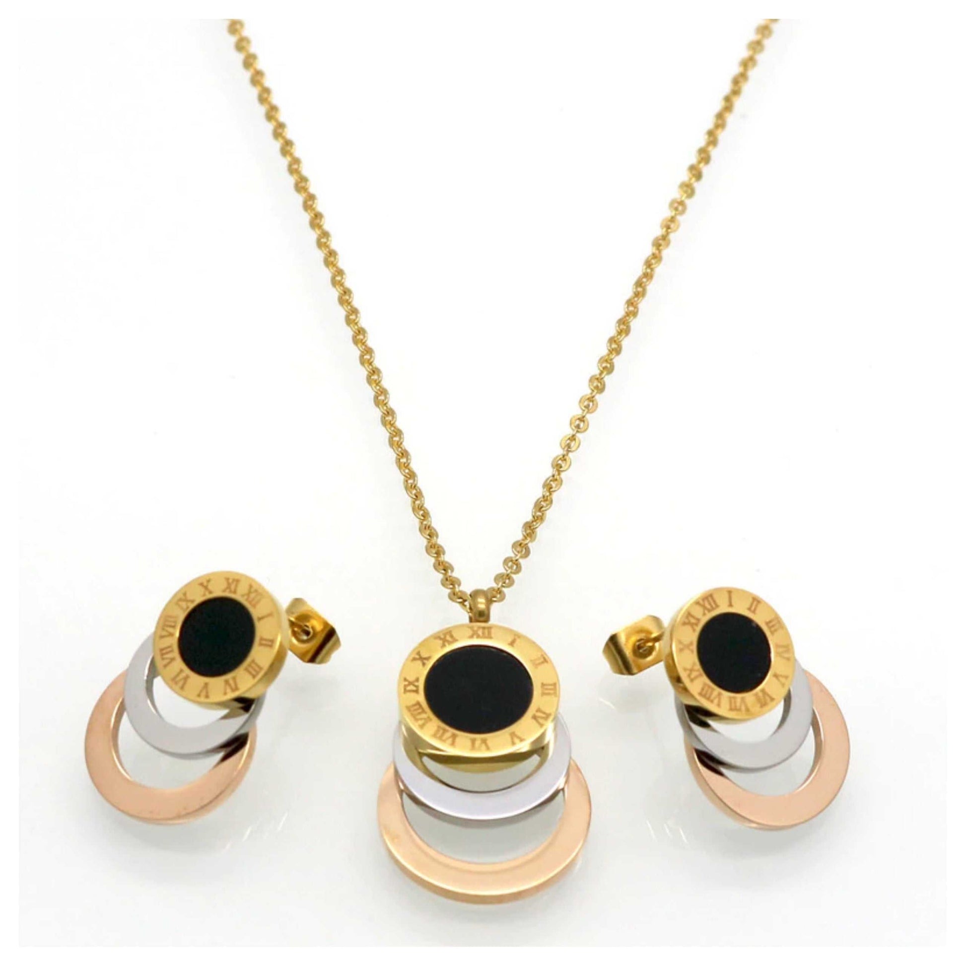 Elegant 316L Stainless Steel Jewelry Set in Gold, Rose Gold, and Silver