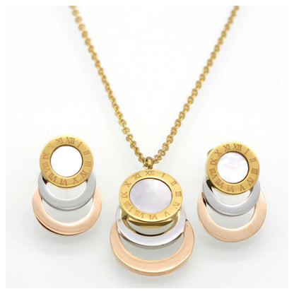 Elegant 316L Stainless Steel Jewelry Set in Gold, Rose Gold, and Silver