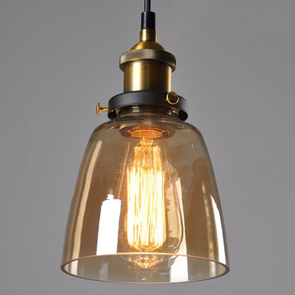 Vintage Industrial Pendant Light in Brushed Brass and Smoky Gray