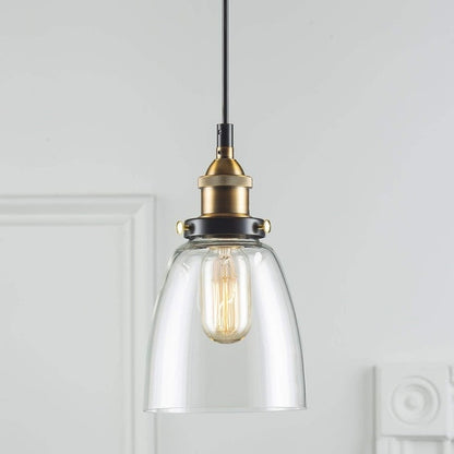 Vintage Industrial Pendant Light in Brushed Brass and Smoky Gray