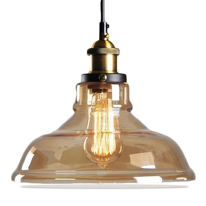 Vintage Industrial Pendant Light in Brushed Brass and Smoky Gray