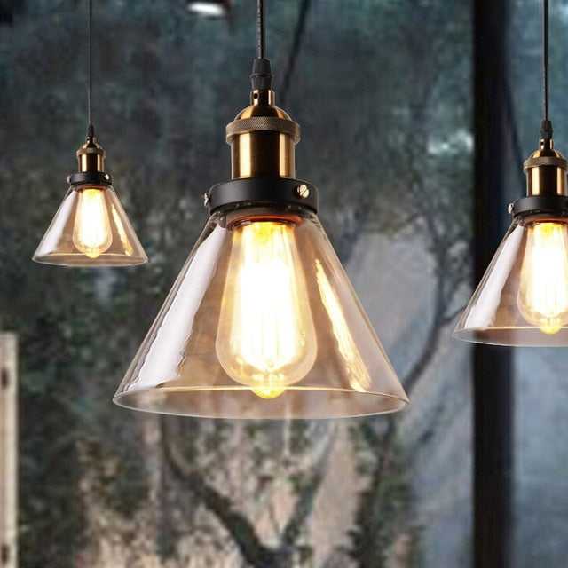 Vintage Industrial Pendant Light in Brushed Brass and Smoky Gray